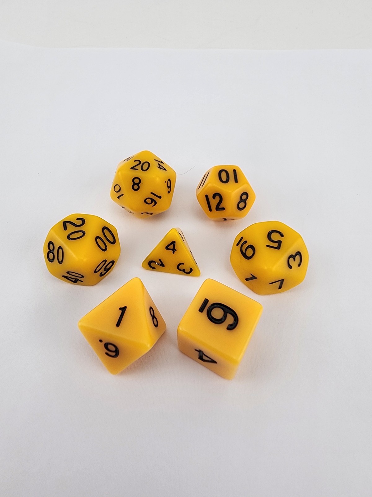 High-Vis Yellow 7 Dice Set Poly RPG DnD Dungeons Dragons D&D Pathfinder d20