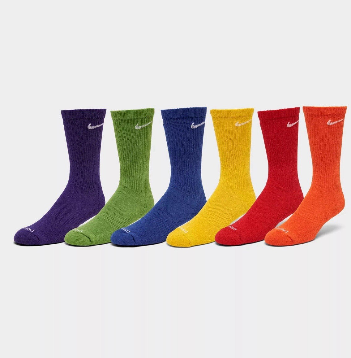 Nike Everyday Plus Cushioned Dri-Fit Crew Socks Men's Size L (8-12)  6 Pairs