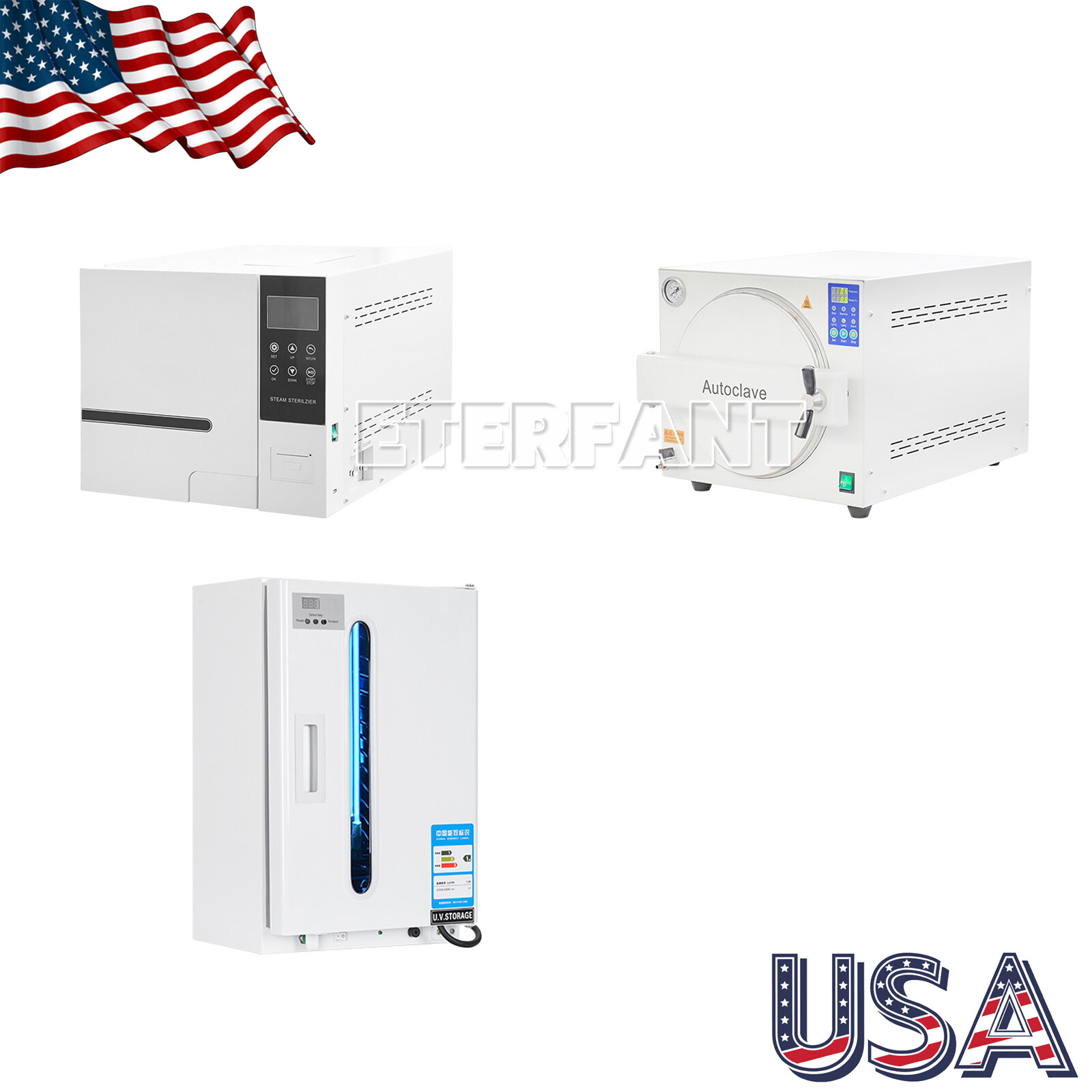 Dental Autoclave Class B/N Steam Sterilizer/27L UV Sterilization Cabinet