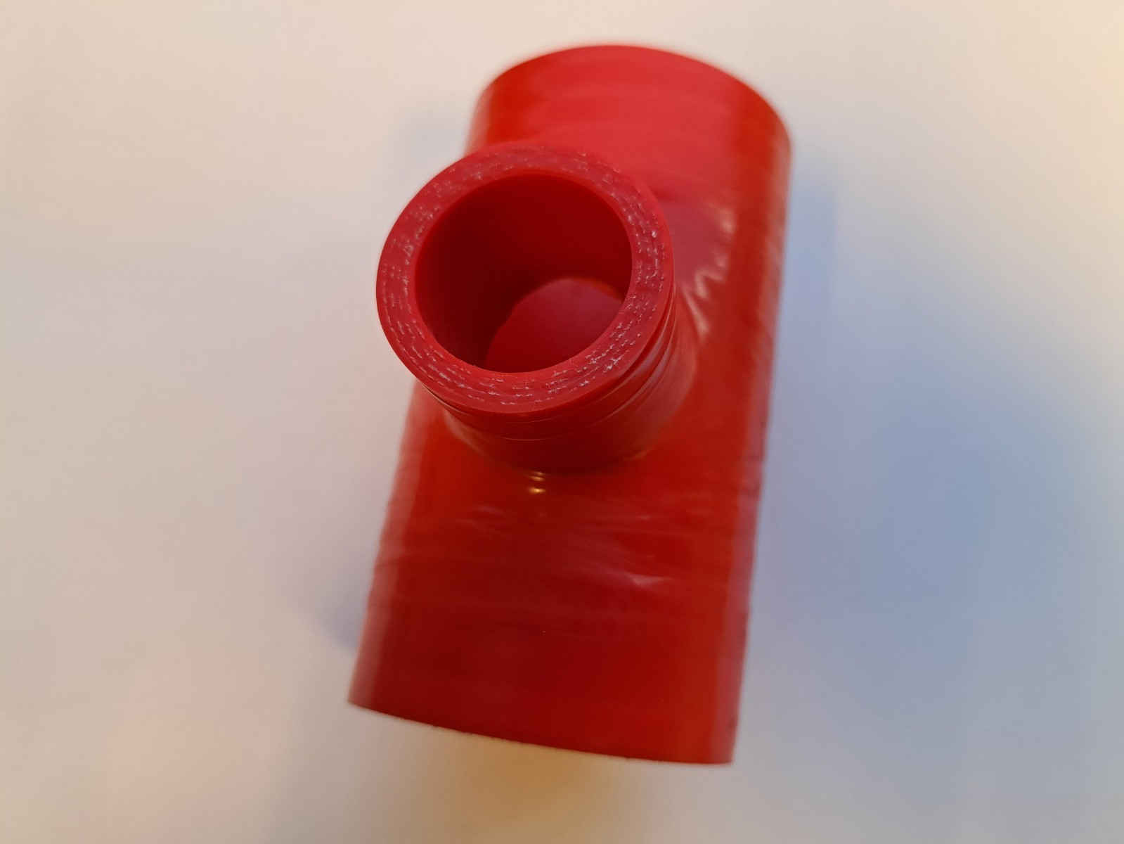 Silicone 51mm T-Piece 2" RED with 25mm T Off, Reinforced Hose