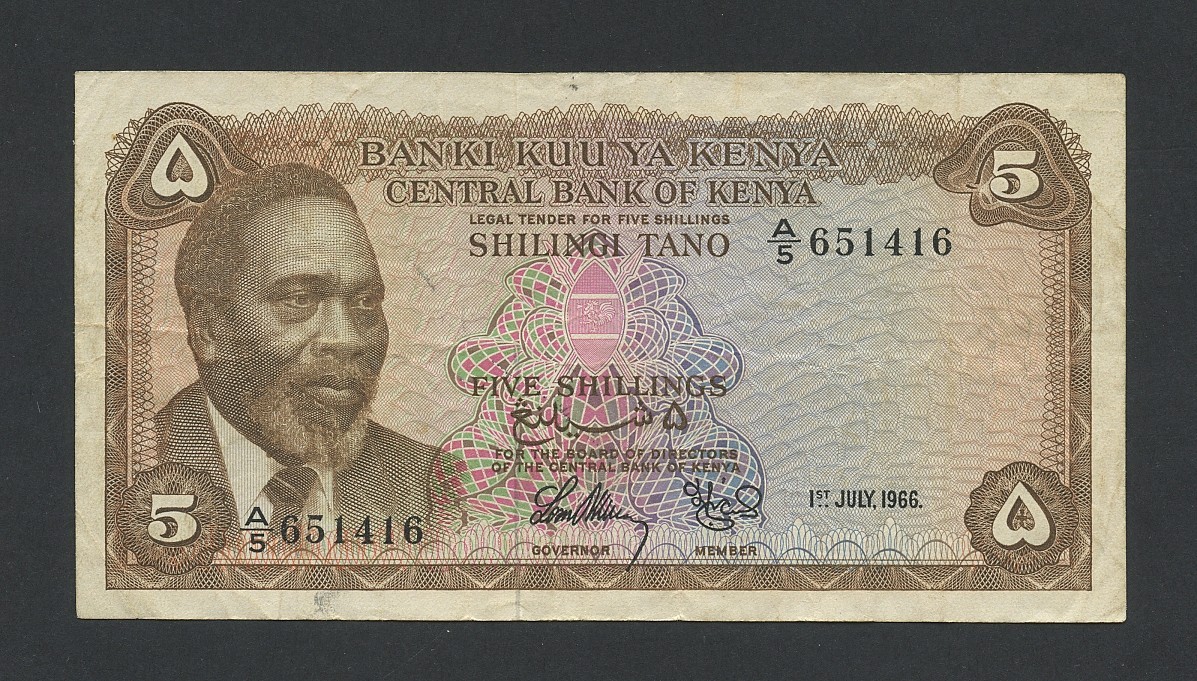KENYA 5 shillings note 1966 Krause 1a Banknotes
