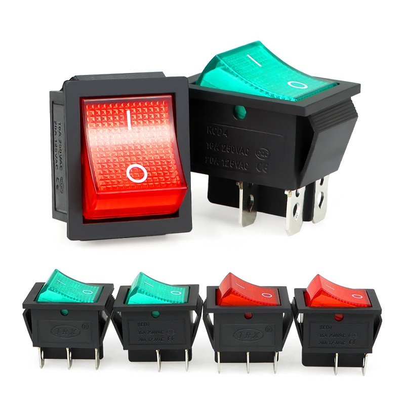 KCD4 2 Position Rectangular Rocker Switch Latching On Off 4 Pin 6 Pin 250V 16A