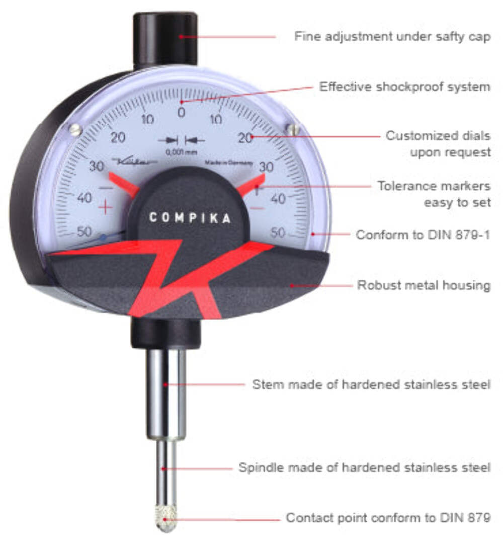 Kafer Compika 1005Z Dial Comparator Indicator 0.000050" Resolution