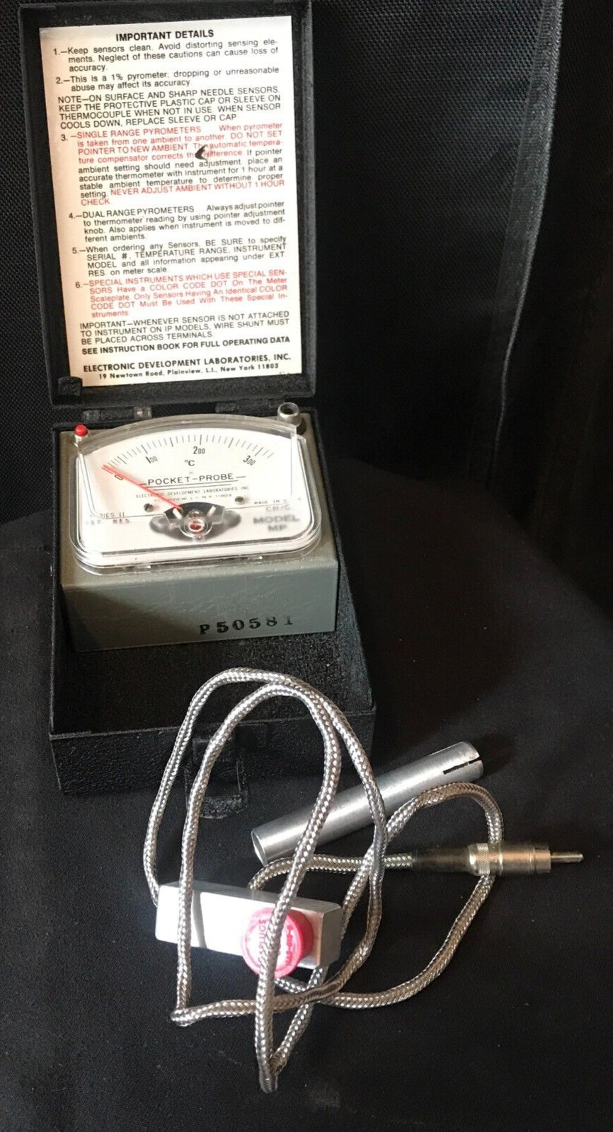 Electronic Development Laboratories Pocket Probe Pyrometer Series II Model MP