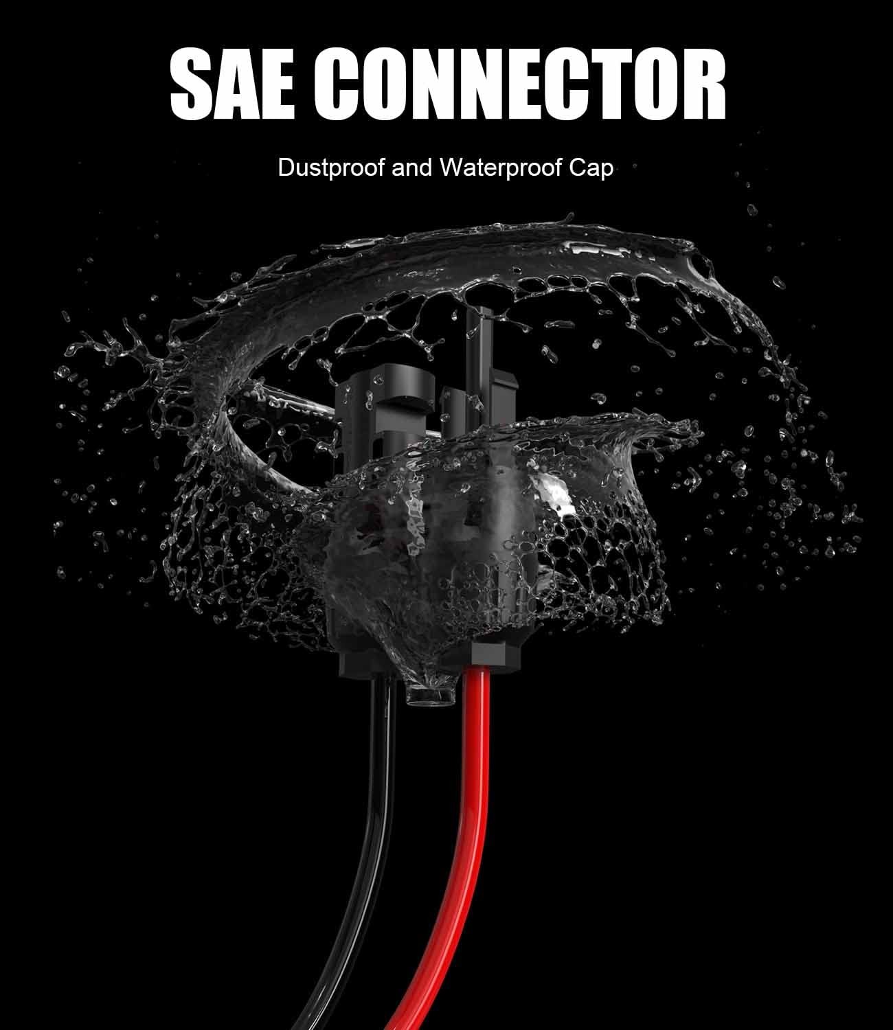 Solar Extension Cable - 10AWG, 30Cm with 2 SAE Polarity Reverse Adapters