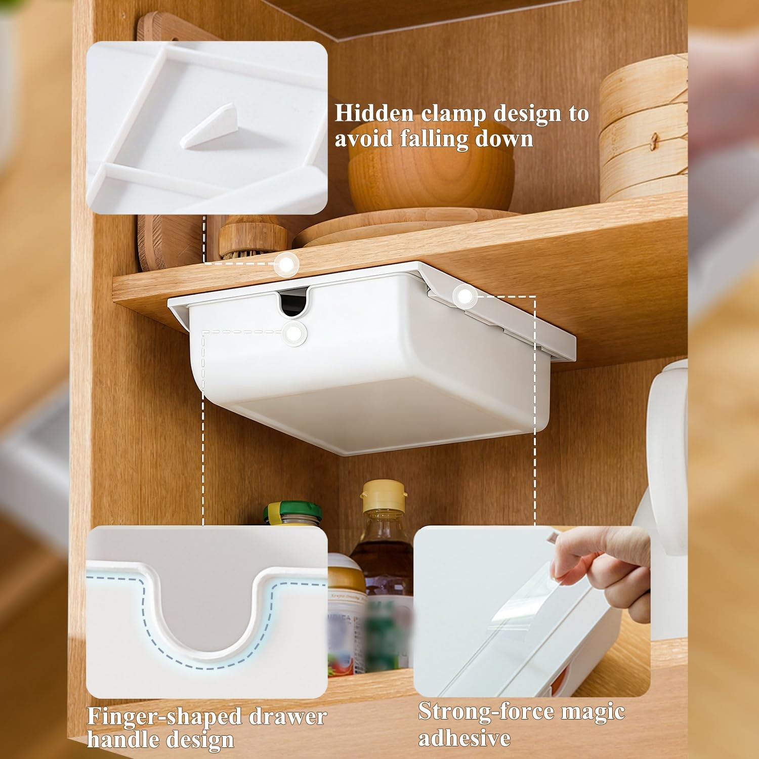 Under Desk Drawer Self-Adhesive Hidden Desktop Organizer, Attachable Desk Dra...