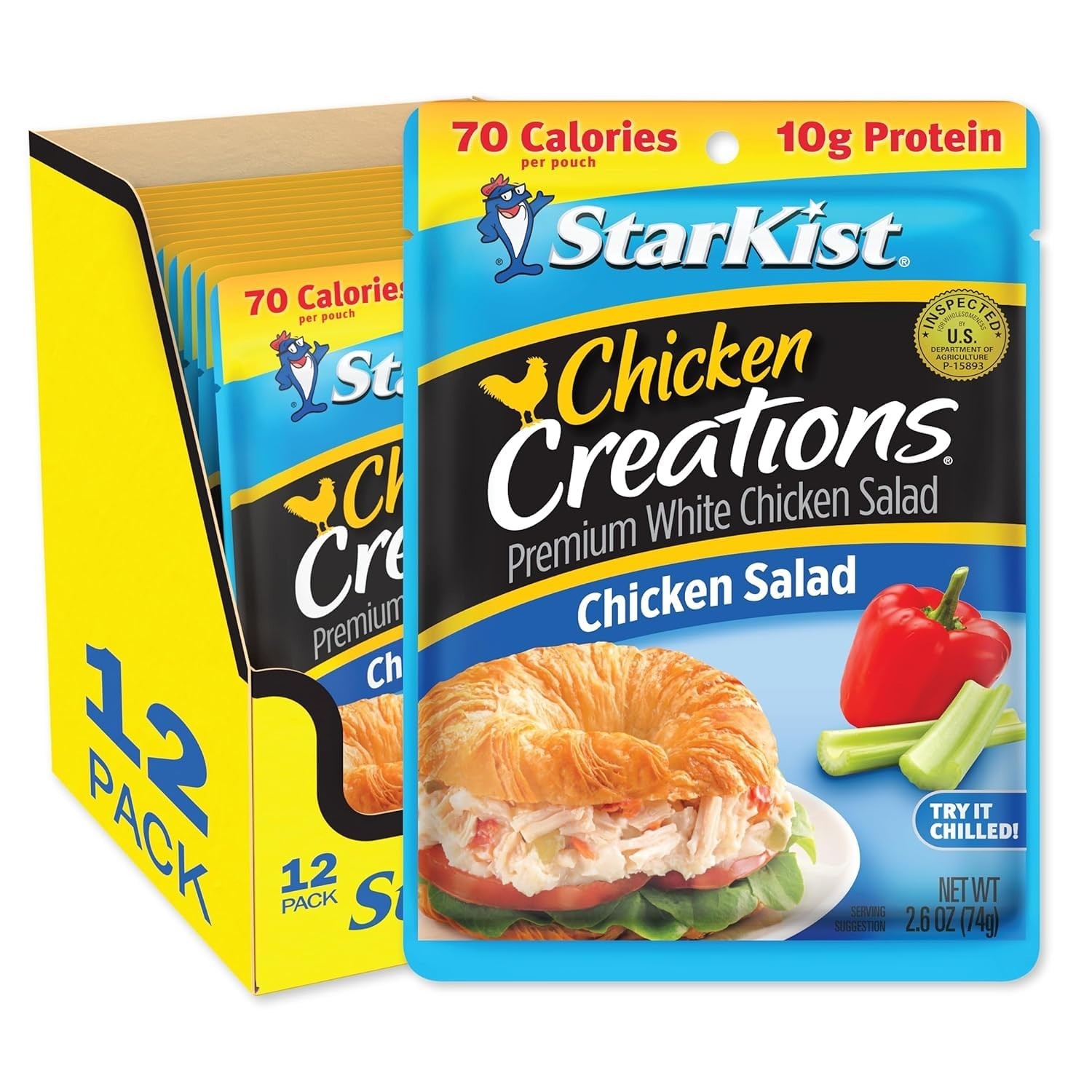 Convenient Chicken Salad Pouches - 2.6 oz, 12 Pack