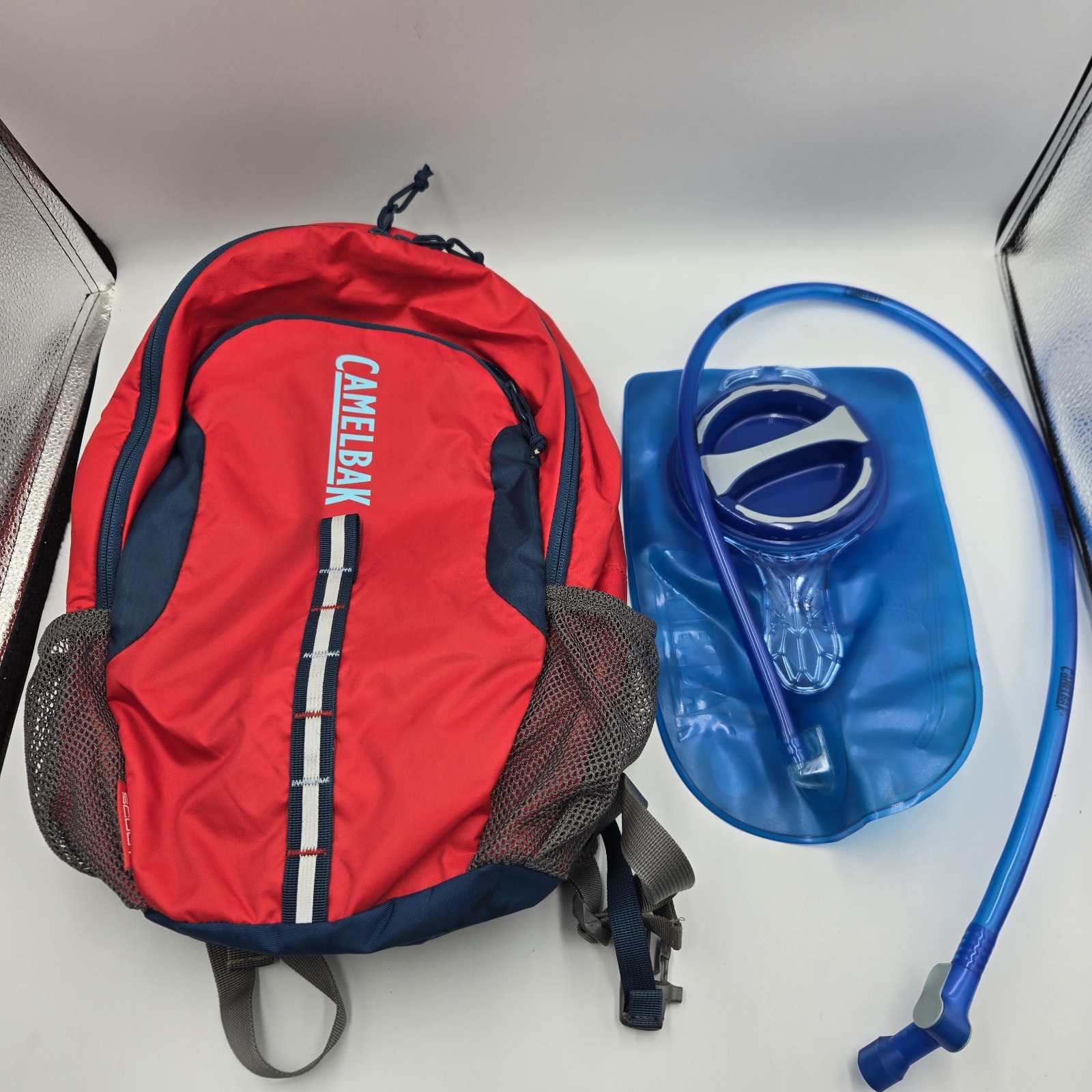 Camelbak Scout Backpack With Bladder Red and Blue ***READ
