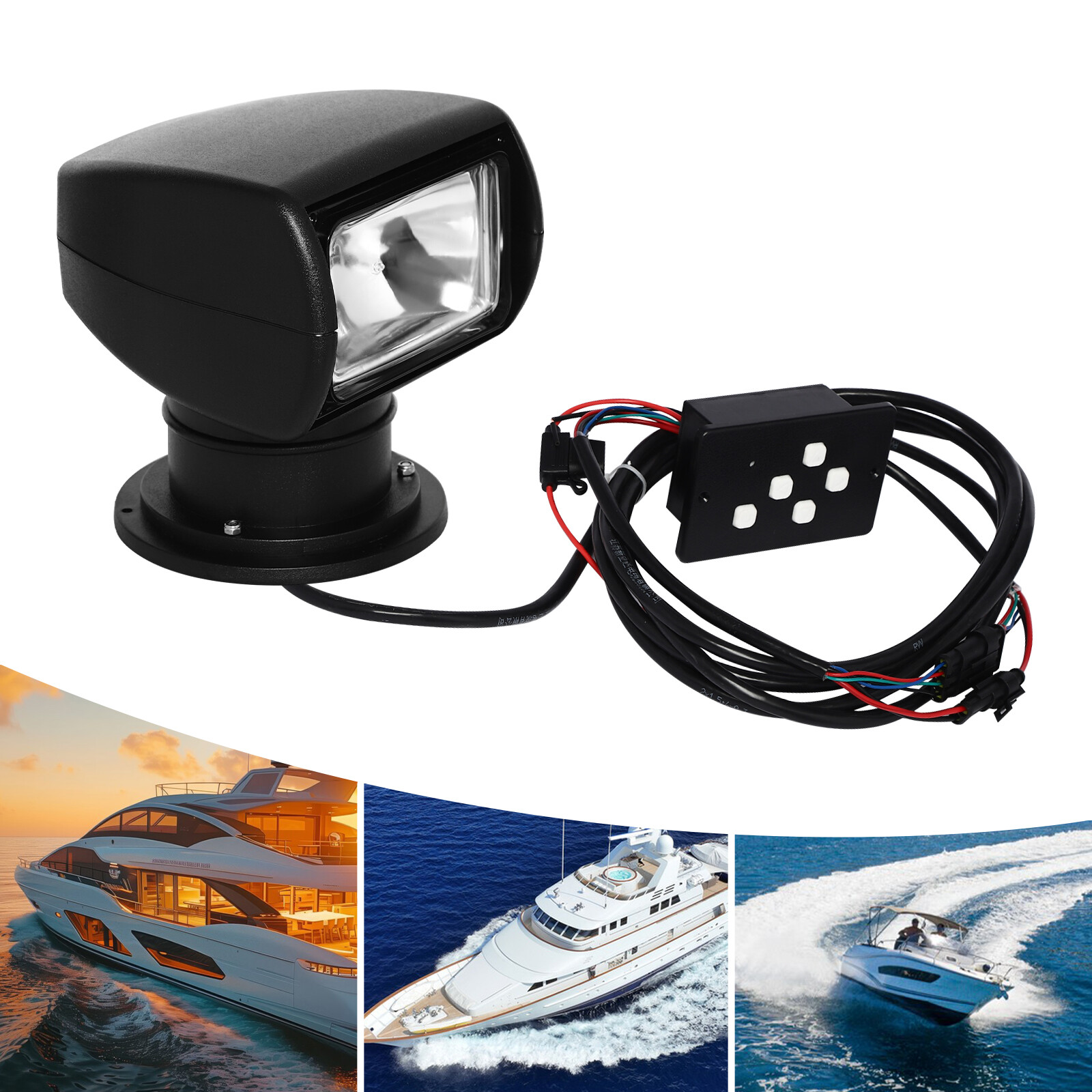 Halogen Searchlight Boat Spotlight Yacht Spot Search Lamp & Remote Control 100W