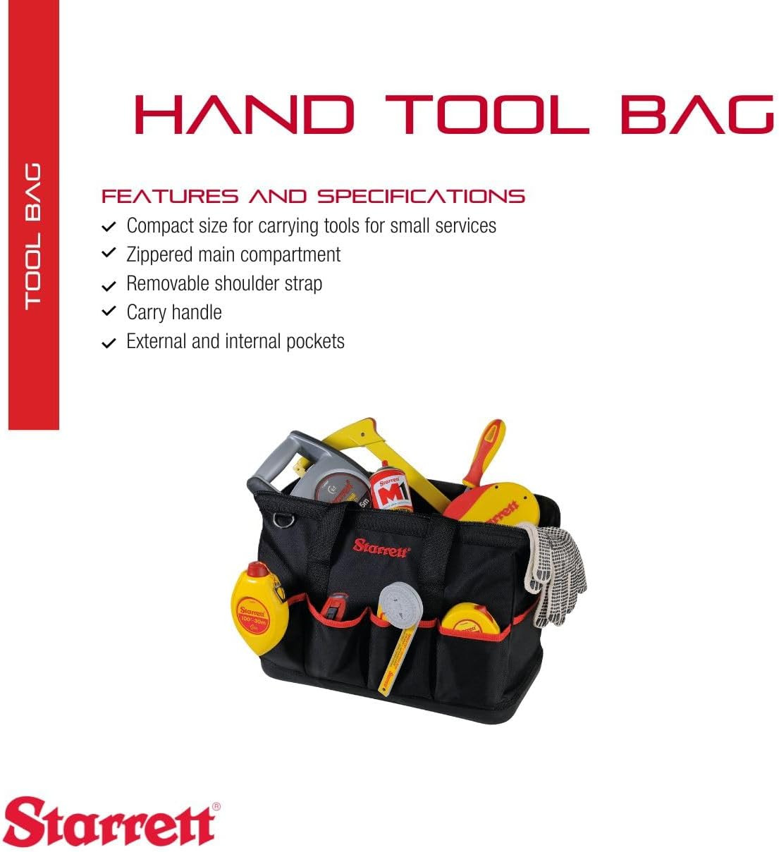 Durable Zippered Hand Tool Bag with Pockets - Medium Size for Easy Storage