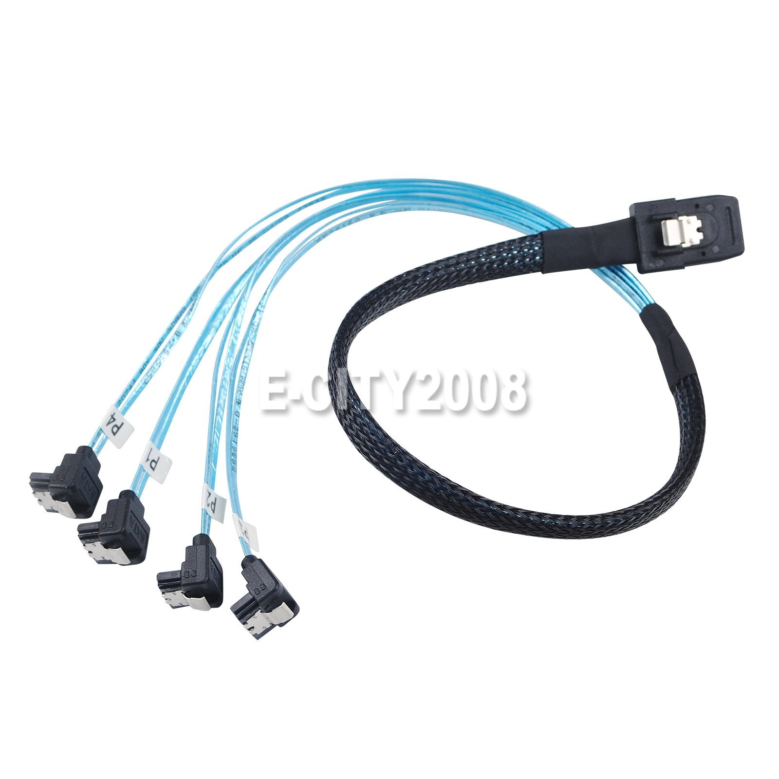 Mini SAS to 90° 4 SATA SFF-8087 Multi-Lane Forward Breakout Splitter Cable