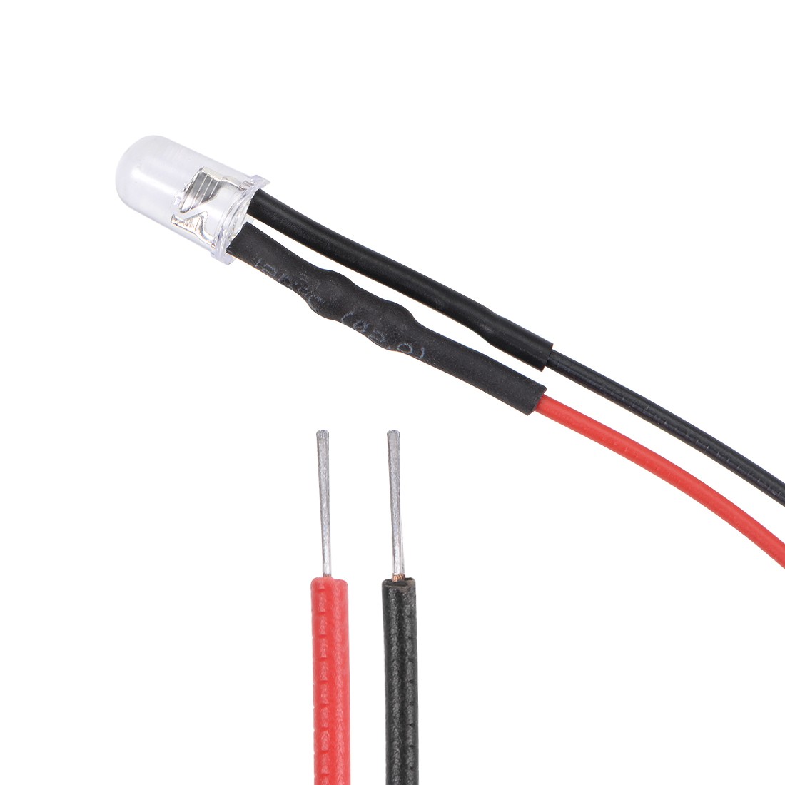 5Pcs DC 12V 5mm Pre Wired LED, Flashing Red Round Top Clear Lens with Edge