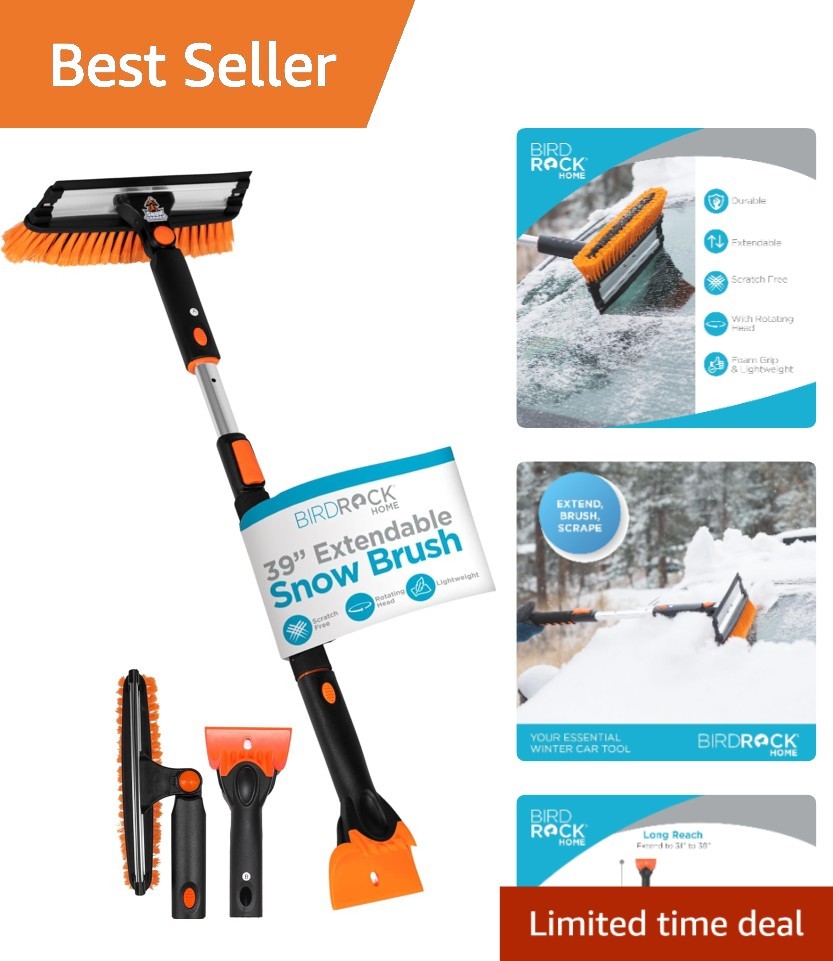 39-Inch Auto Snow Brush & Ice Scraper with Foam Grip for Smooth Handling