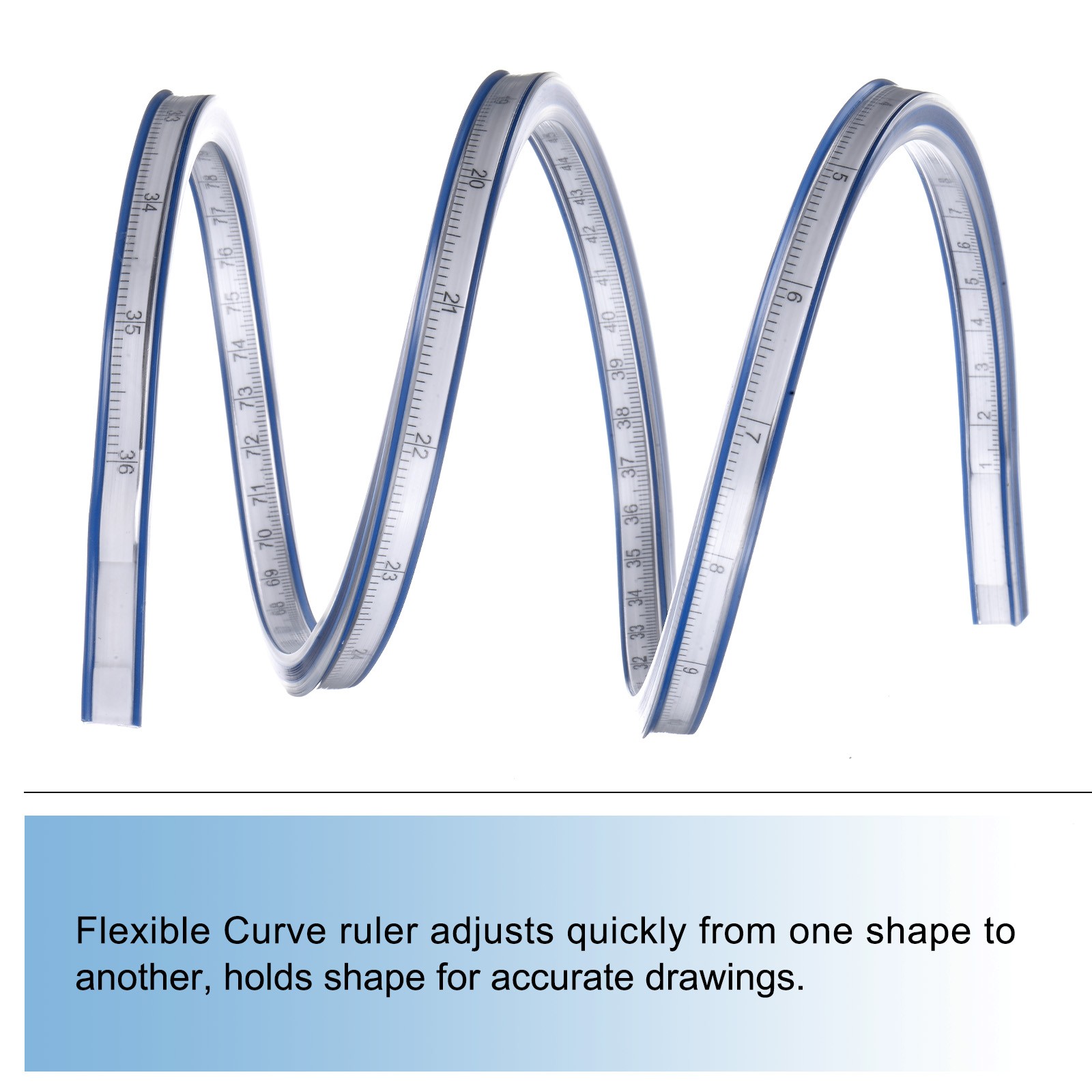 Flexible Ruler 36 Inch 90cm Curve Ruler for Engineering Drawing Blue