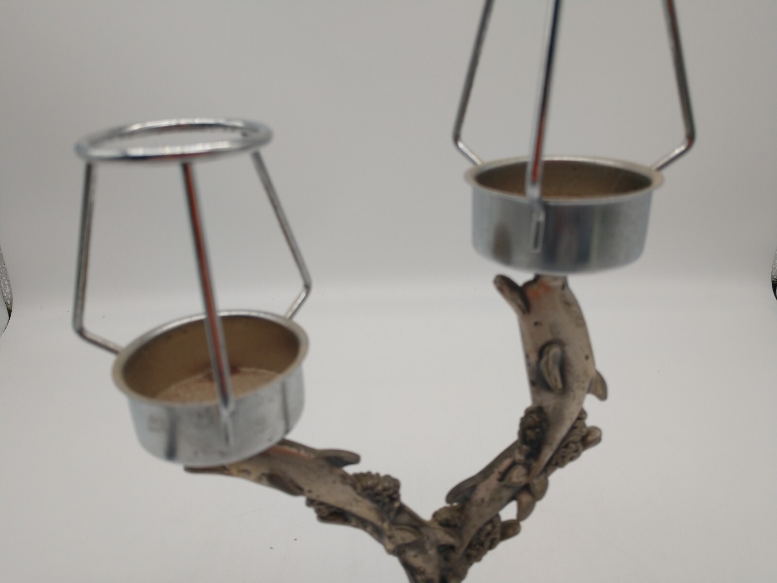 Dolphin Tealight Metal Double Lights Shades 10 inches tall 6 figurines waves