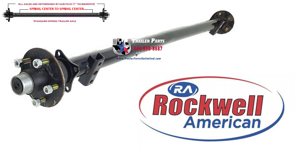 Trailer Axle 3,500lbs 62 Inch Hub Face 48" Spring Center 4' wide frame 5x5"