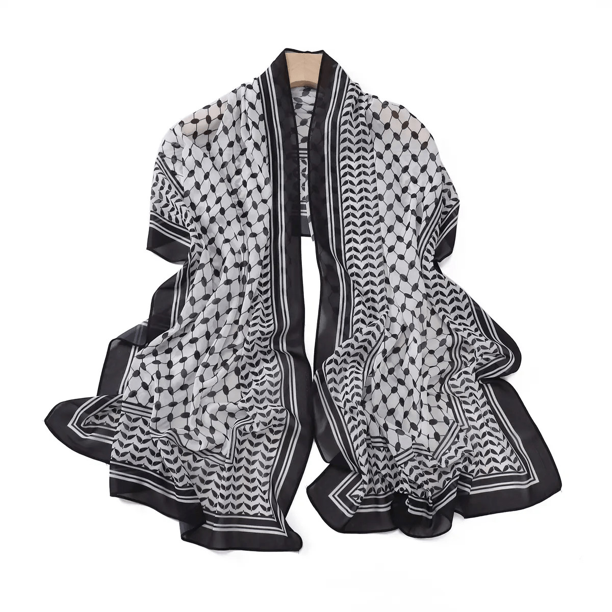 Keffiyeh Palestine Hijab Scarf for Women Chiffon 180X70cm 2 Colors