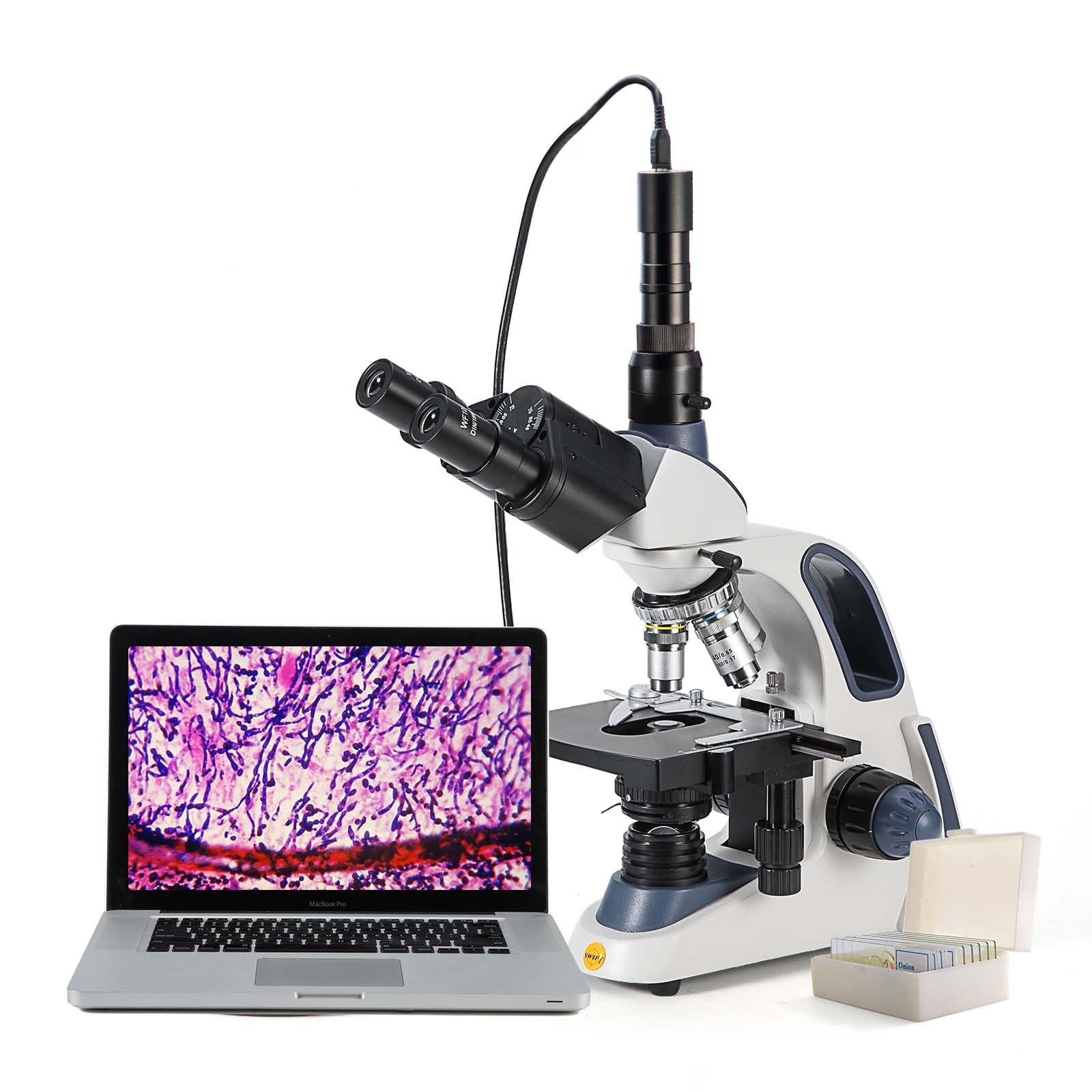 Compound trinocular Microscope, 40X-2500X Digital Lab trinocular Compound LED...