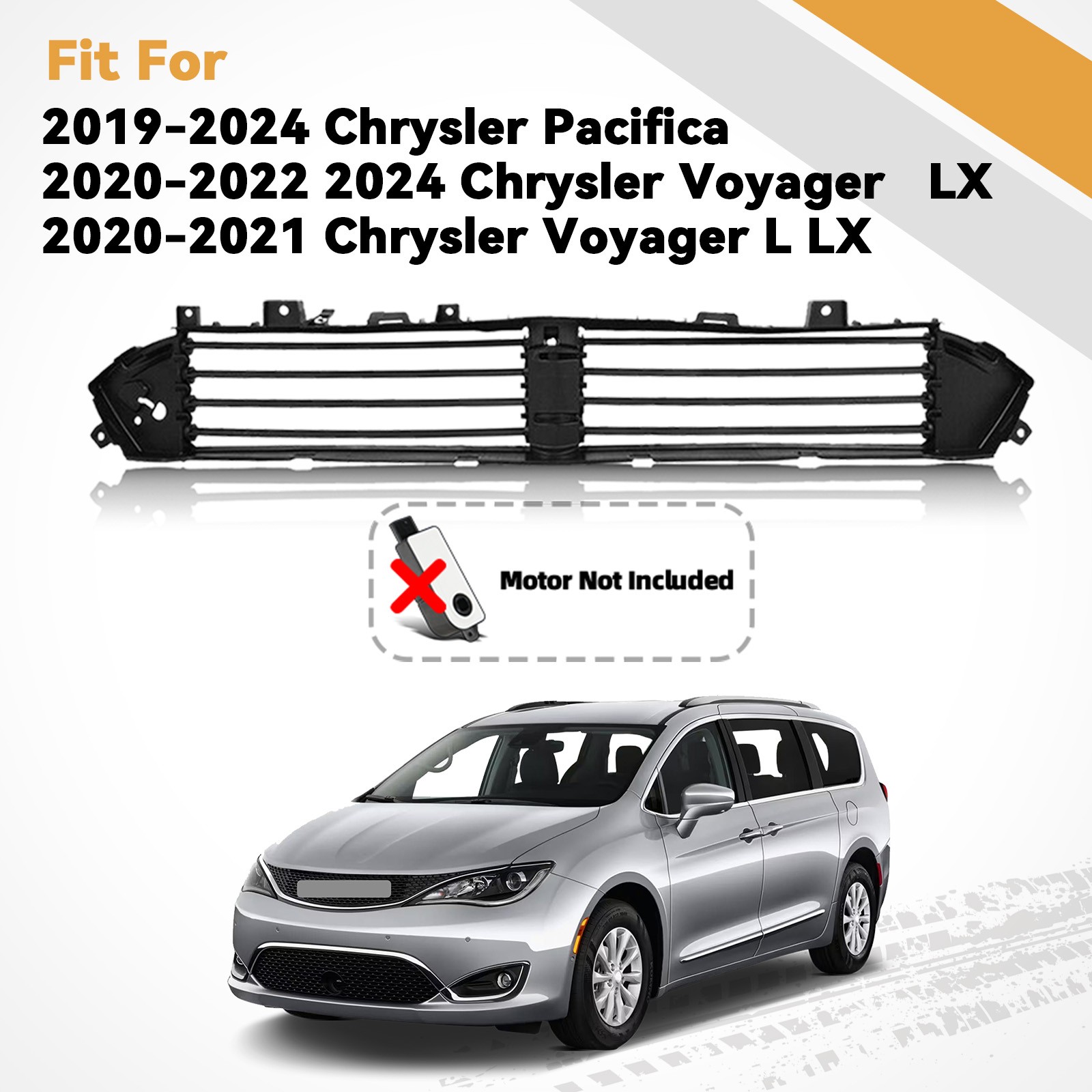 Front Active Radiator Grille Shutter For 2019-2024 Chrysler Pacifica w/o Motor