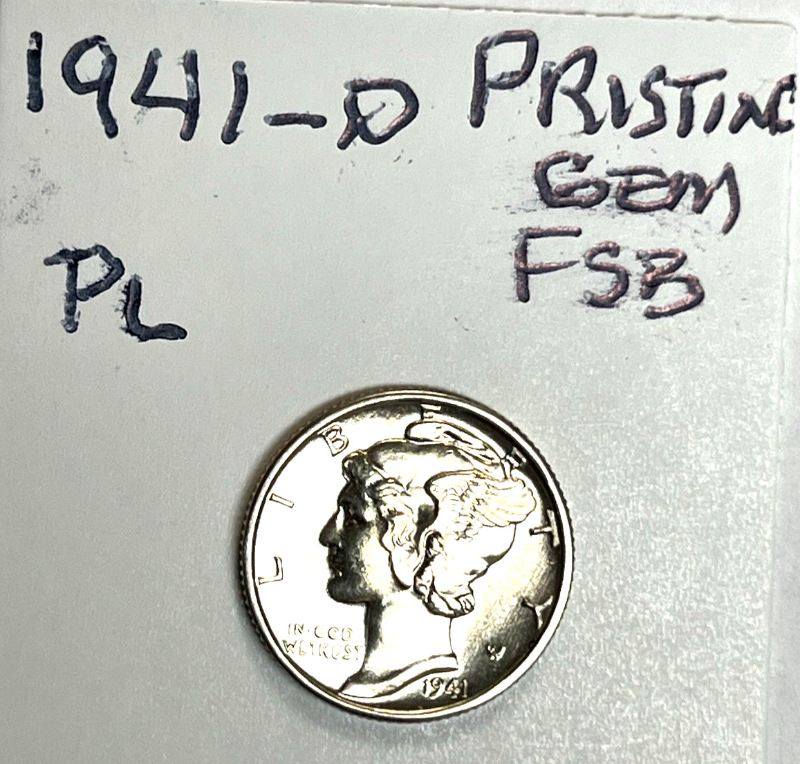 1941-D MERCURY DIME FSB *PRISTINE GEM** PL **BASICALLY FLAWLESS FULL LUSTER