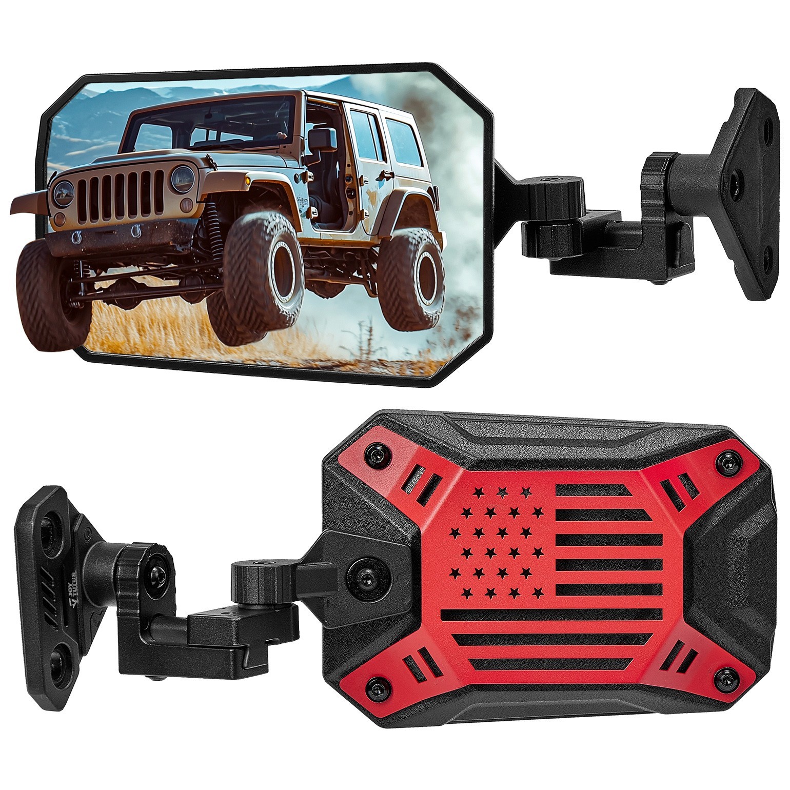 JOYTUTUS Red Side Mirrors Doors On/Off For Wrangler TJ/JK/JKU 1997-2018
