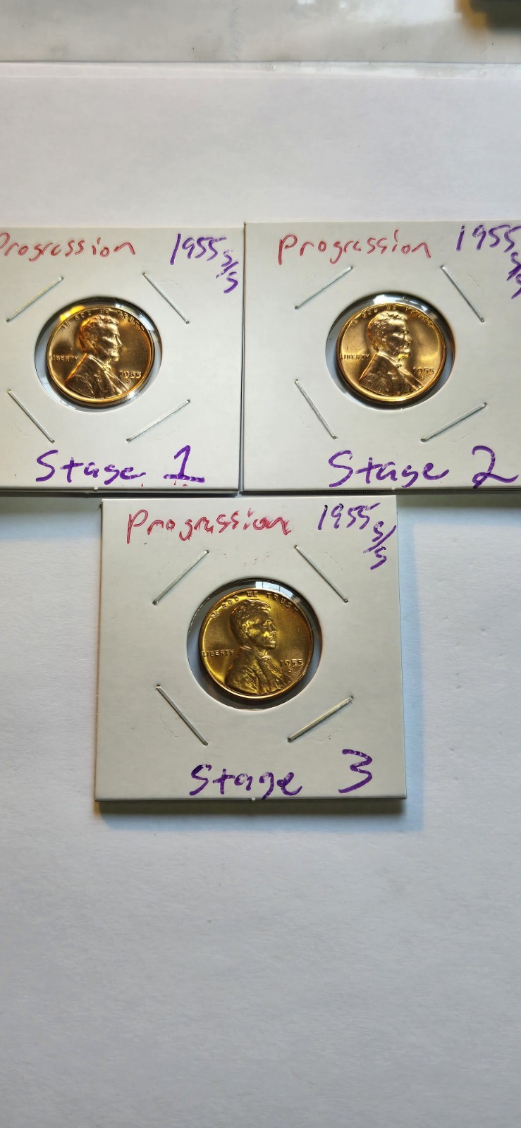 1955 S Lincoln Cent Strike Through Progression Set!!! Also, S/S Mint Errors! BU