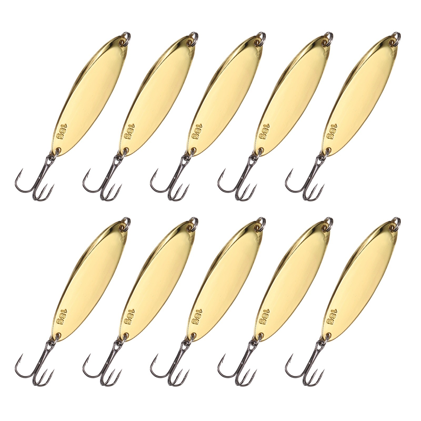 Fishing Spoons Lures, Metal Treble Trout Lures for Casting 10 Pcs 3/5oz Gold