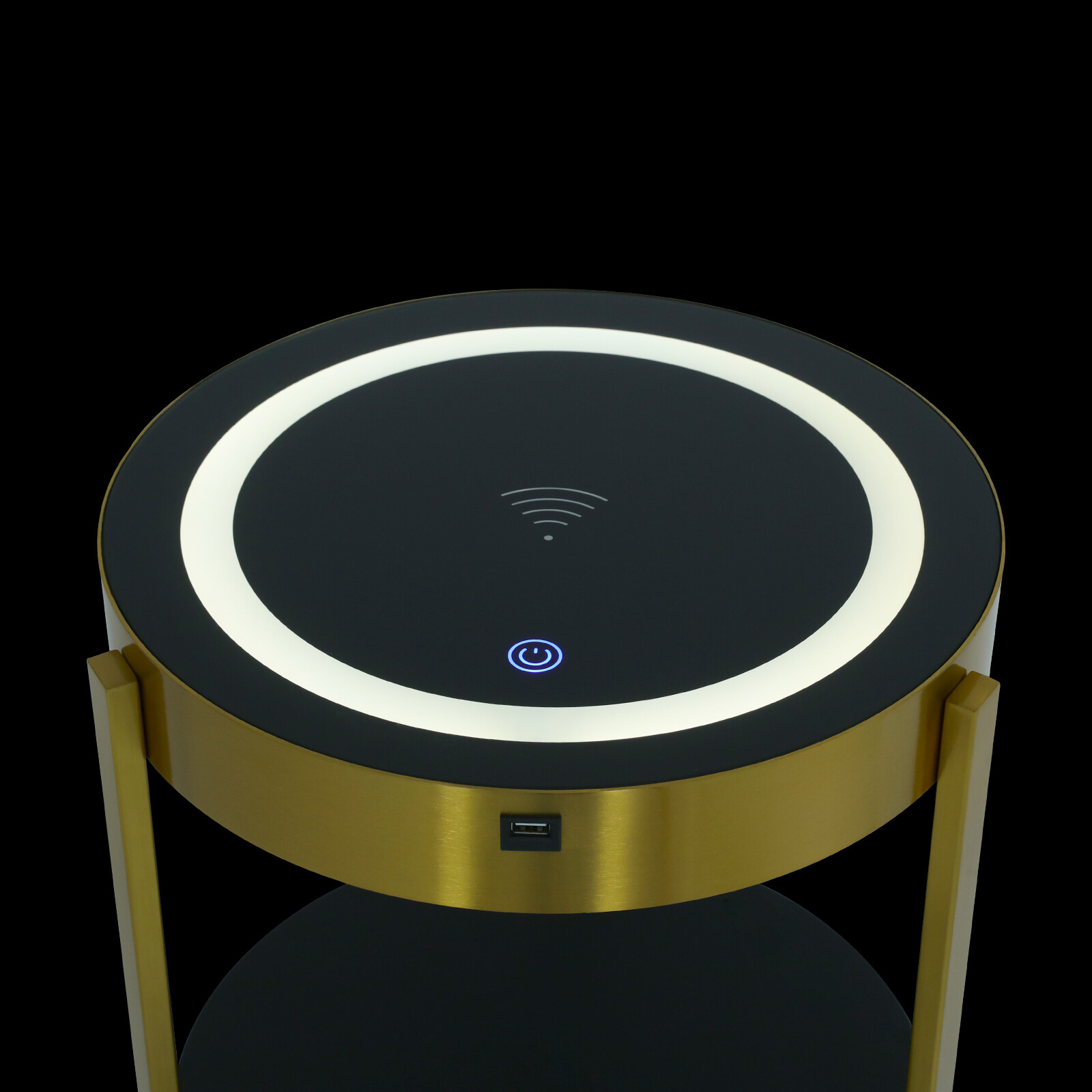 Smart Led Bedside Table Nightstand Sofa Round End Table w/ Drawer Bedroom 110V