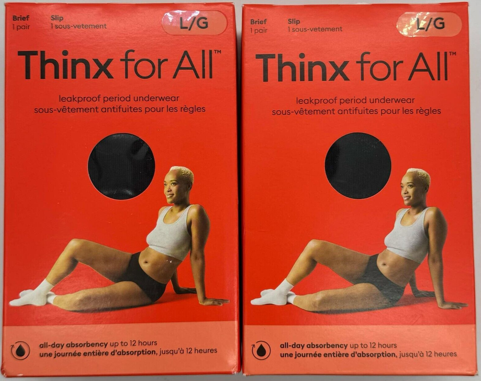 2PK Thinx For All Leakproof Period Underwear ~ BLACK ~ LARGE ~ REUSABLE ~ NEW