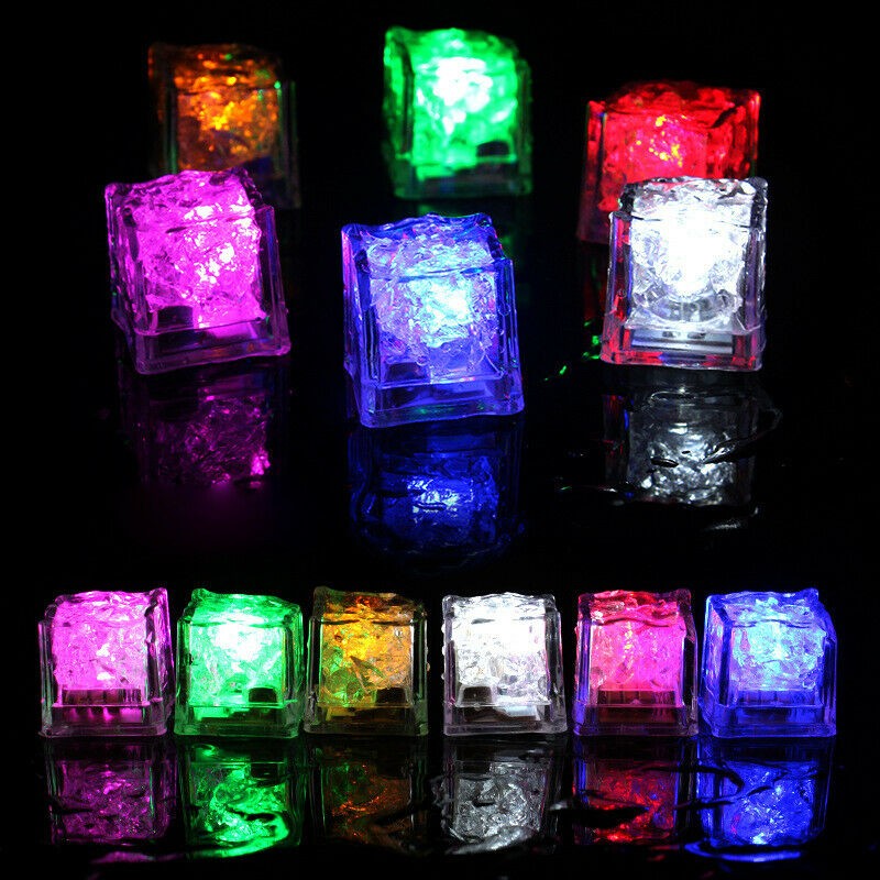24Pcs LED Light Ice Cubes Liquid Sensor Luminous For Party Wedding Pond Bath
