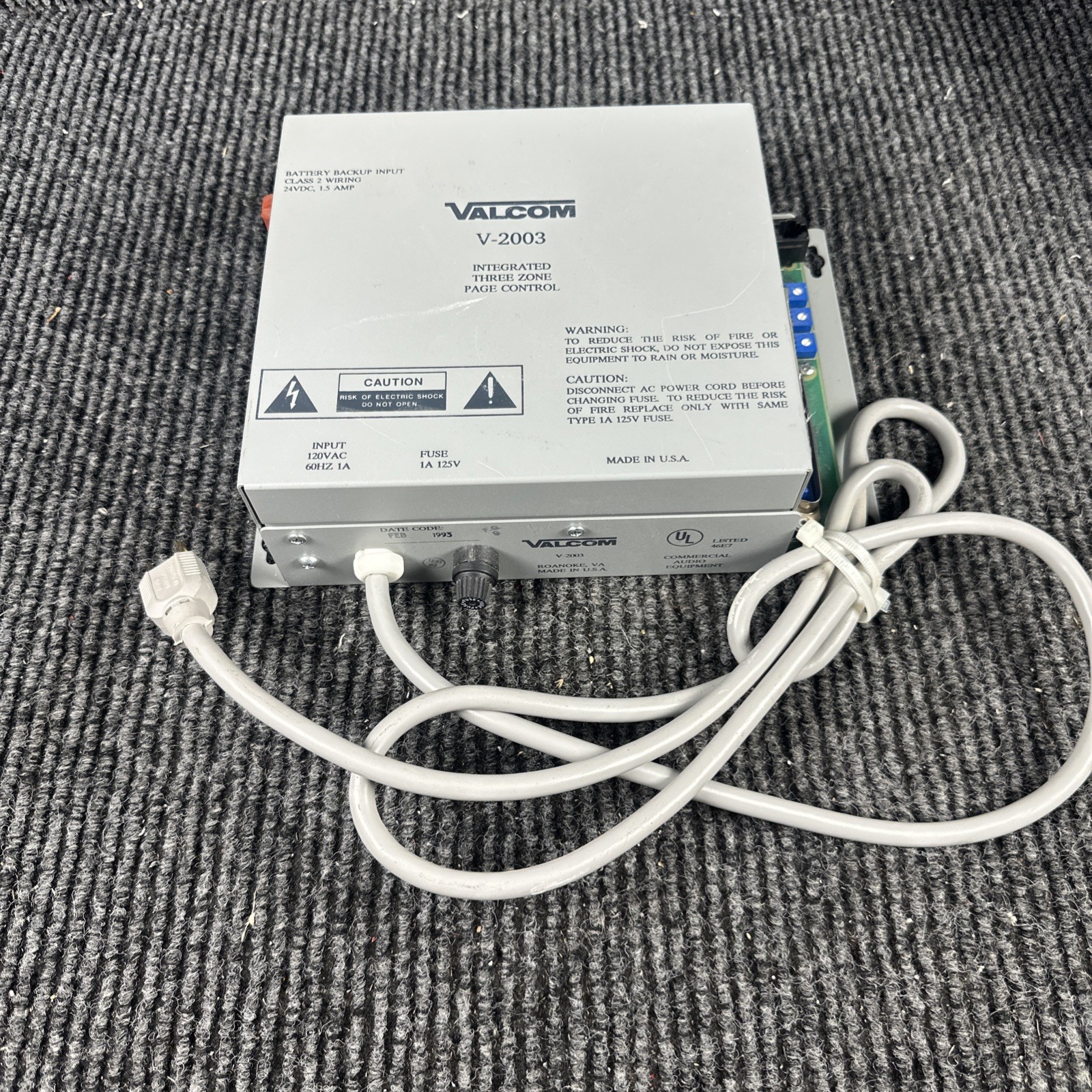 VALCOM V-2003 3 Zone 1 Way Page Control
