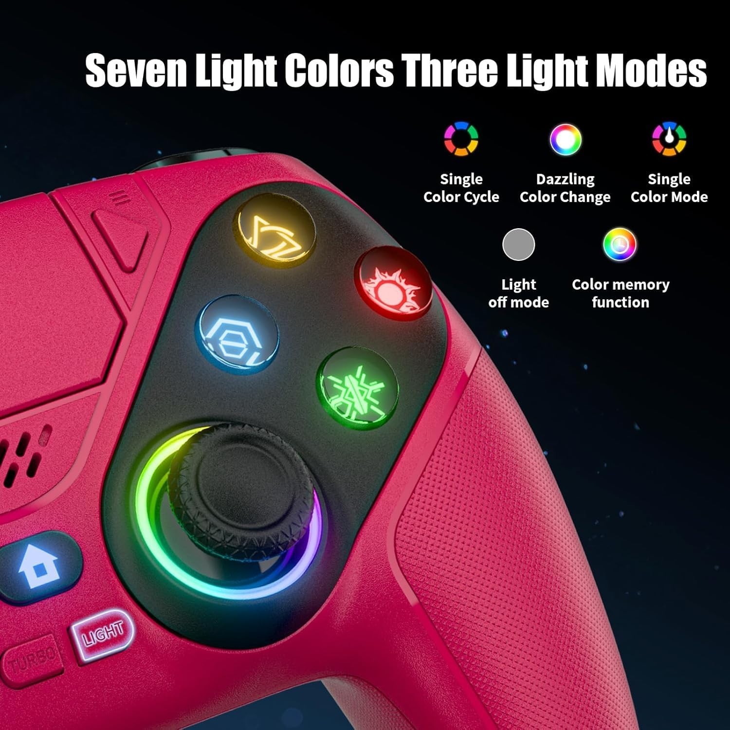 Gamrombo LED Wireless Controller for PS5, Compatible with PS5 Pro/Slim/Pc, Dual
