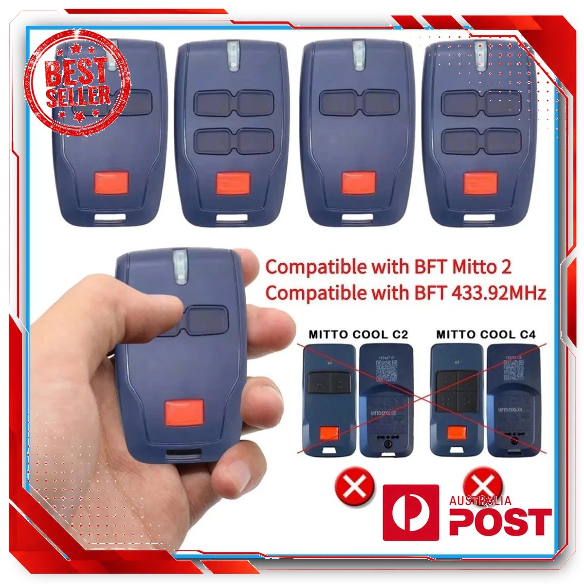 Genuine BFT Mitto Garage/Gate Remote RCB TX2/TX4/0678 2 Button Control