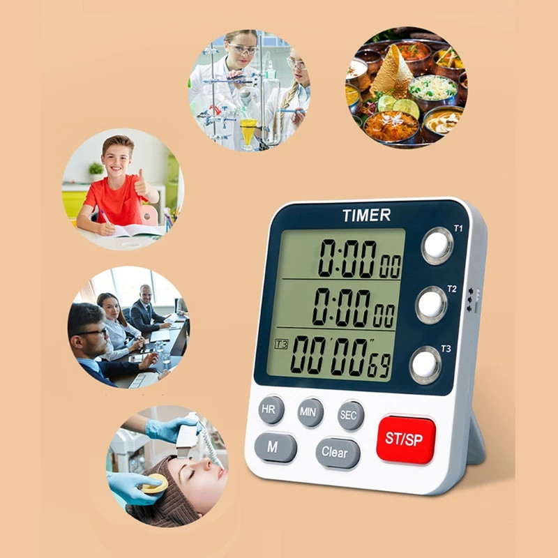 Digital Kitchen Timer, Cooking Timer, Count Up and Down Timer for Loud Alarm, Cl