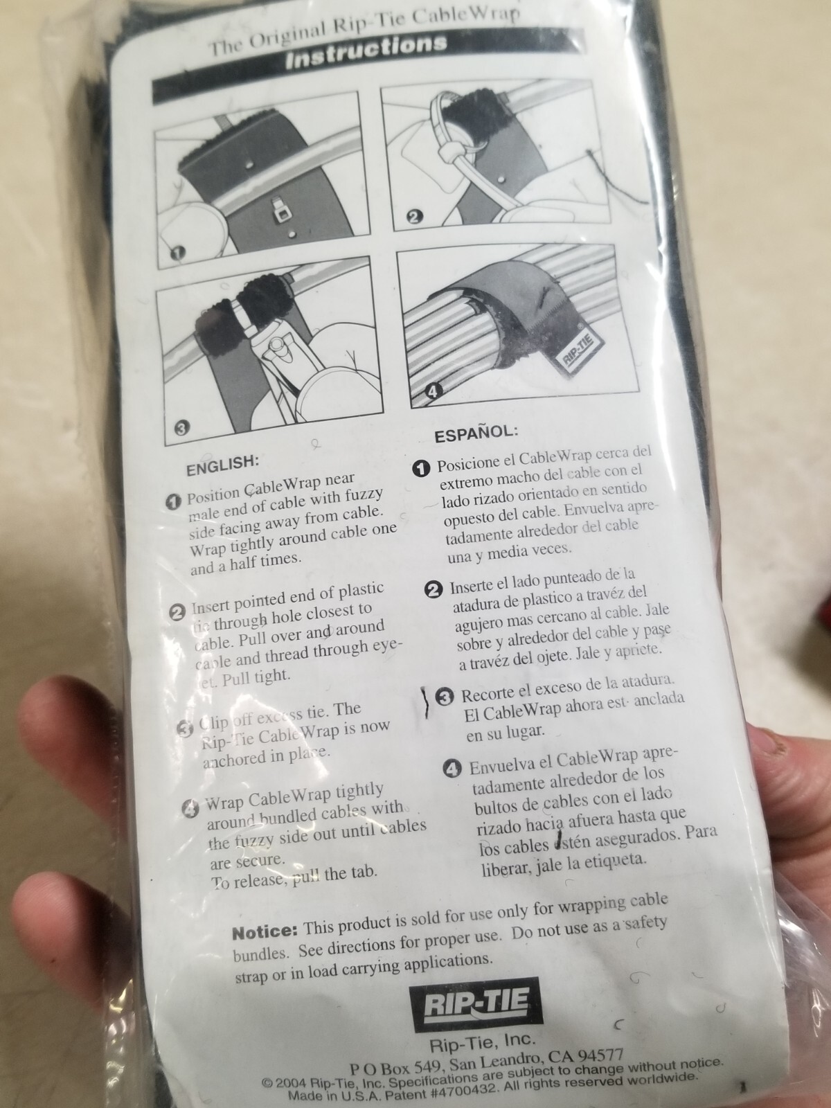 Rip-Tie Original 5/8" x 6" Original CableWrap Black (100 Pack)