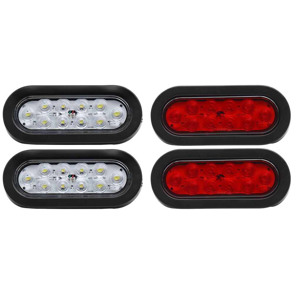 6"x10" LED Oval Trailer Tail Lights, 4Pcs Universal Truck Lights