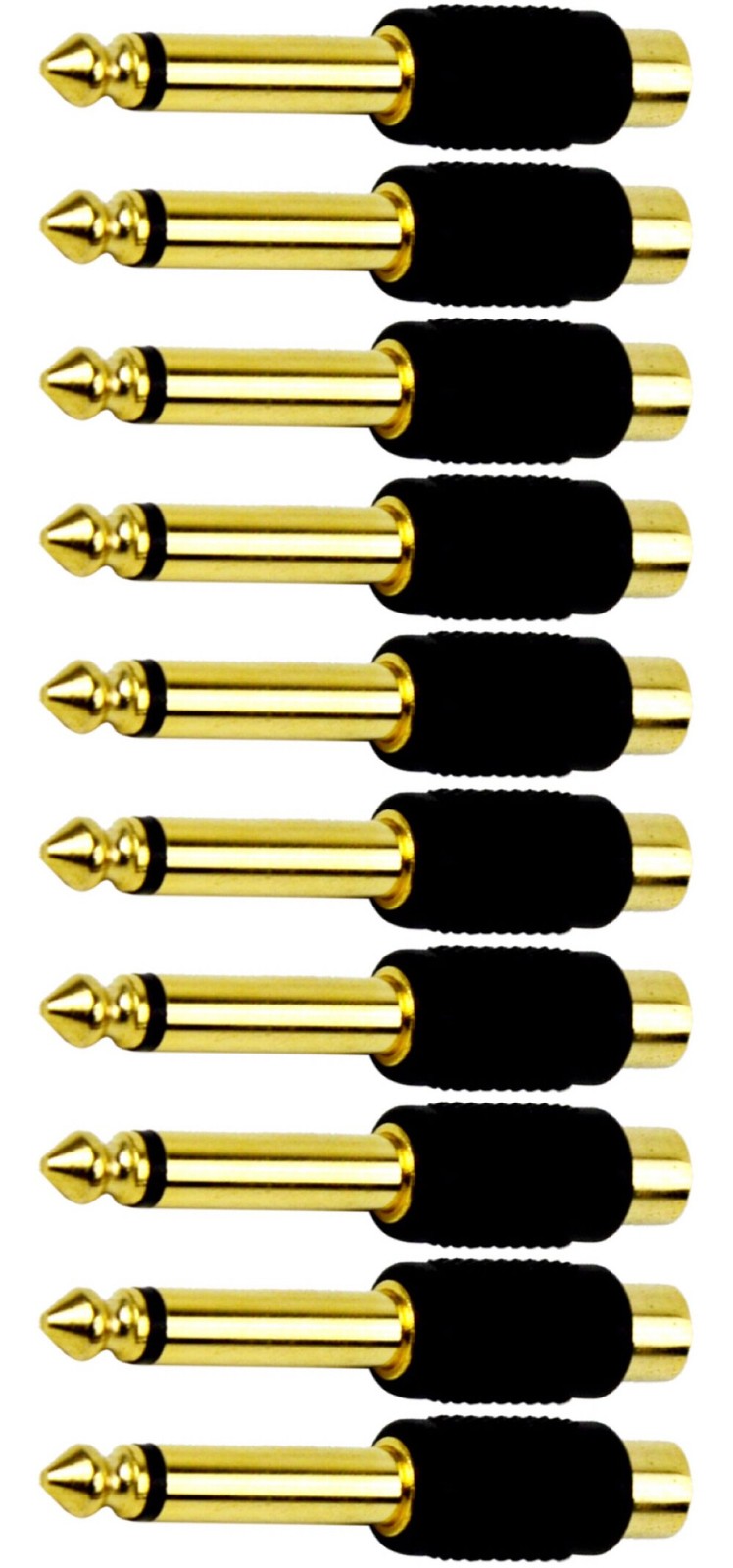 CESS 6.35mm 1/4 Inch TS #620: Mono Male to RCA Female,10-Pack, Gold