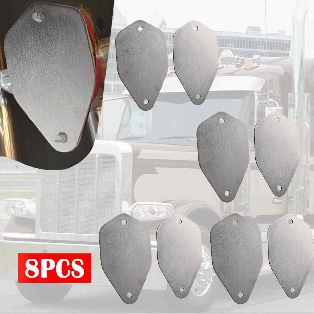 8× For Peterbilt Cab Roof Plate Horn Block Off Plates Set Stainless Steel Silver