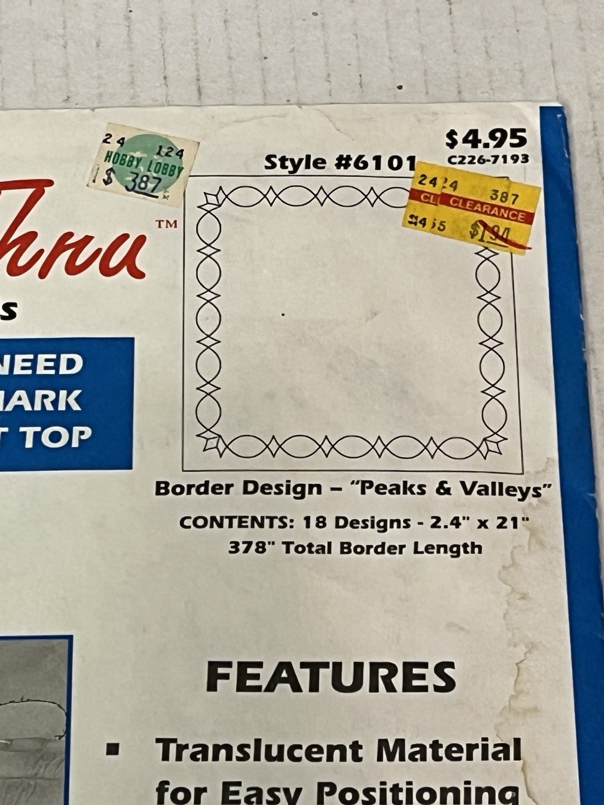 EZ Quilting Stitch-Thru Peaks & Valleys 6101 Cut Pattern