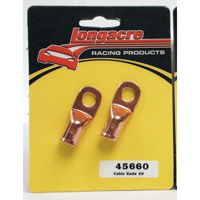 Longacre 52-45660, Pair Battery Terminal 1/0 Gauge 3/8 in Eyelet Copper