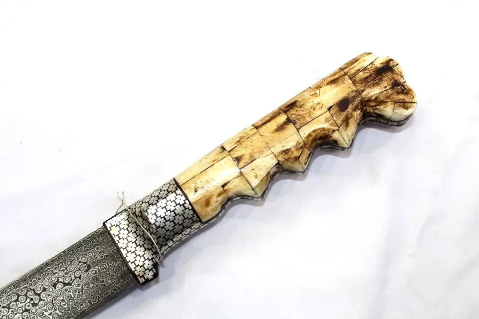 Salafa Sword Dagger Knife Silver Koftgiri Damascus Blade Handle D976