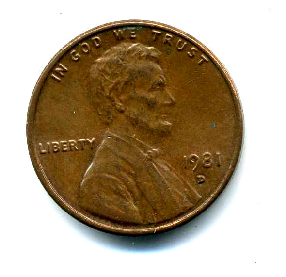 Lincoln MEMORIAL Cent 1981 D Average Circulated United States 1 Penny Coin #8123