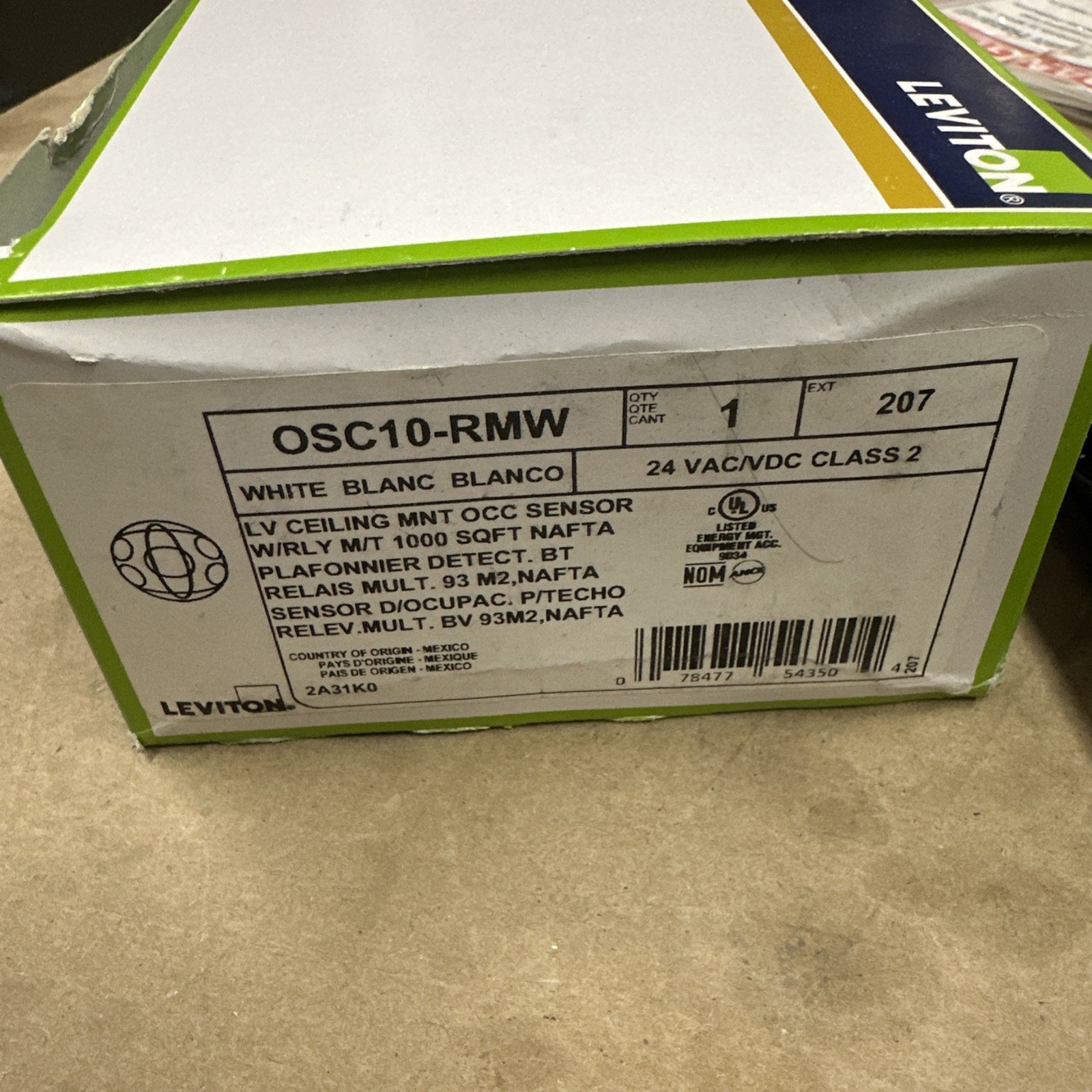 NEW Leviton OSC10-RMW Occupancy Sensor, Multi-Technology (PIR/US), Ceiling Mount