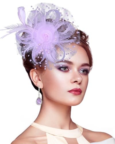 Fascinators for Women, Tea Party Hats for Women Women's 0-1 Light Purple