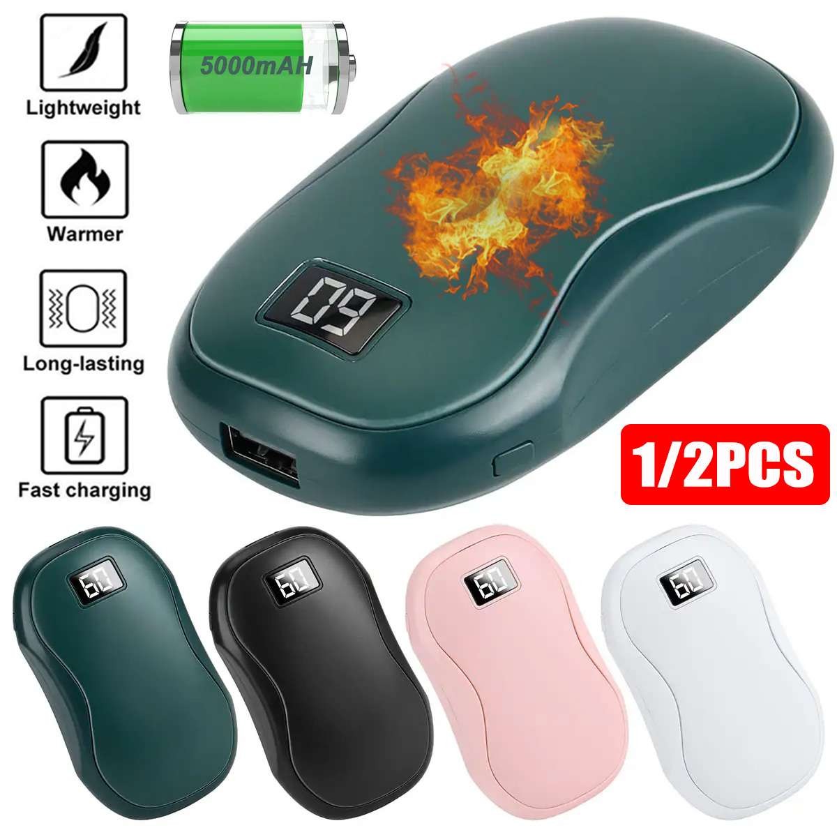Rechargeable Hand Warmers USB Electric Power Bank 3 Heat Settings For Winter
