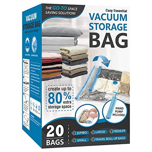 Vacuum Storage Bags, Space Saver Bags (4 Jumbo/4 Large/4 Medium/4 20 Pack