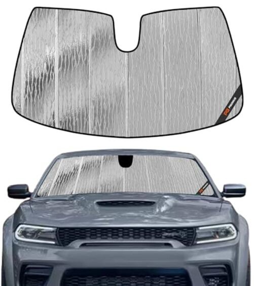Windshield Sunshade for Dodge Charger 2011 2011-2023 With Mirror Camera Silver