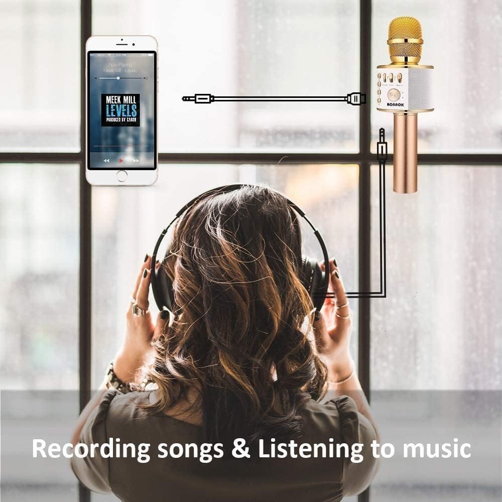 Multi-Functional Karaoke Microphone for Smartphones - Bluetooth & Wired Options