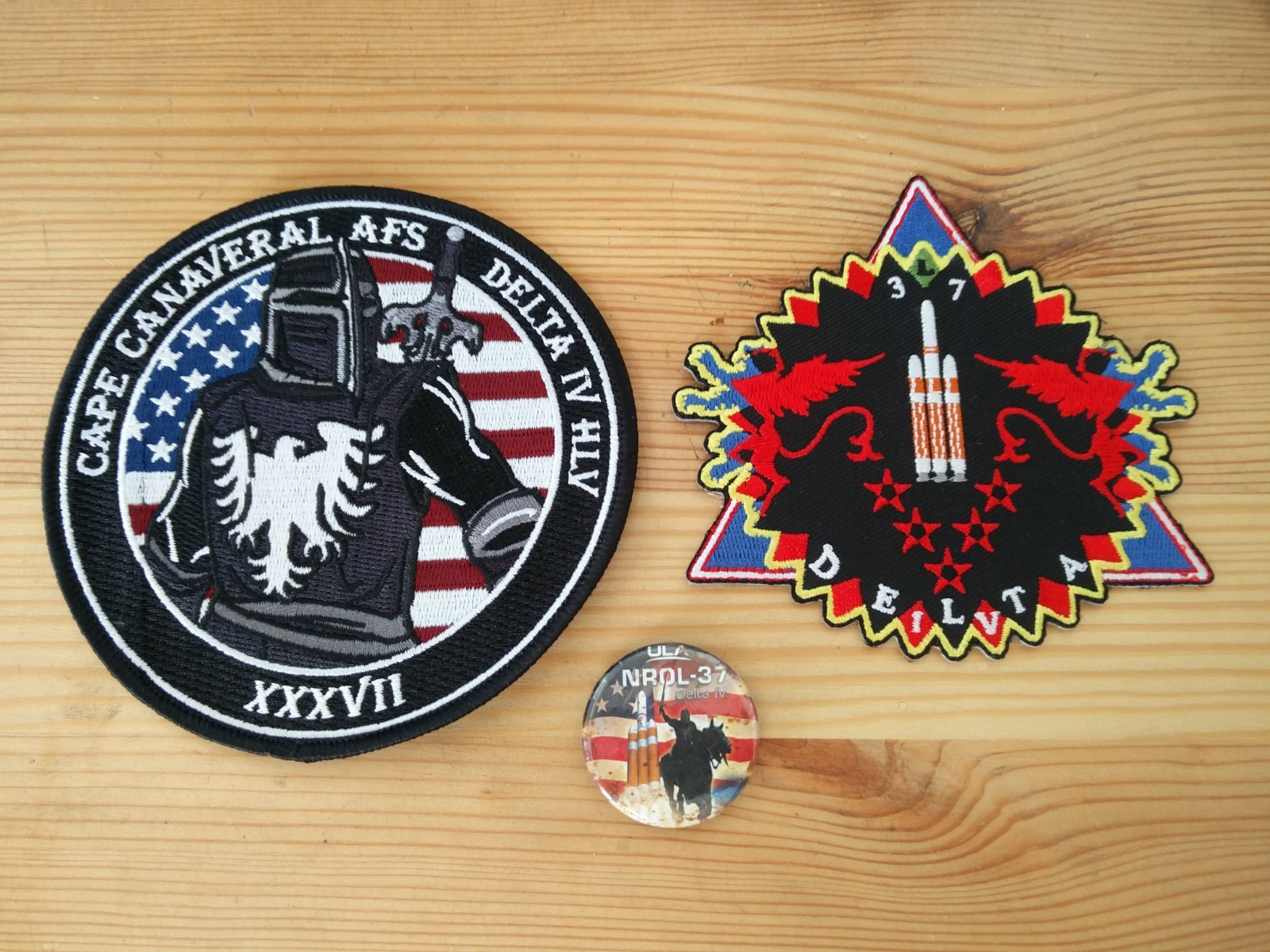 USAF NRO Delta IV H  NROL-37 Satellite Launch Mission Patch & Button Set - 3pcs.