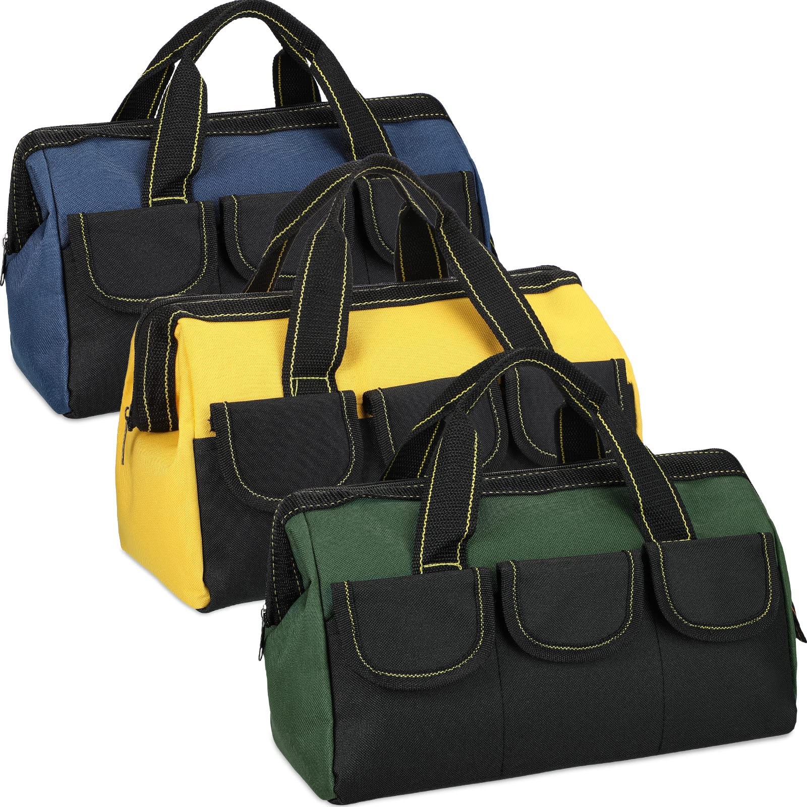 3 Pack Tool Bag for Men with Waterproof Hard Bottom, Heavy Duty Tool Bag Wide...